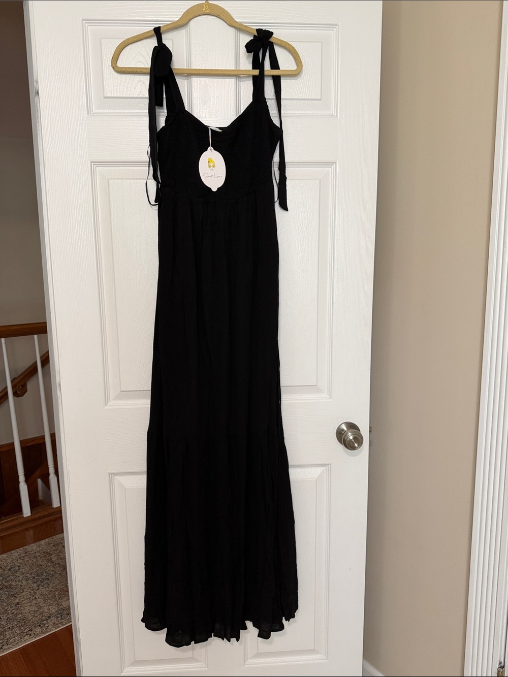 Sweet lemon Tie-Shoulder Maxi Dress with Adjustable Straps